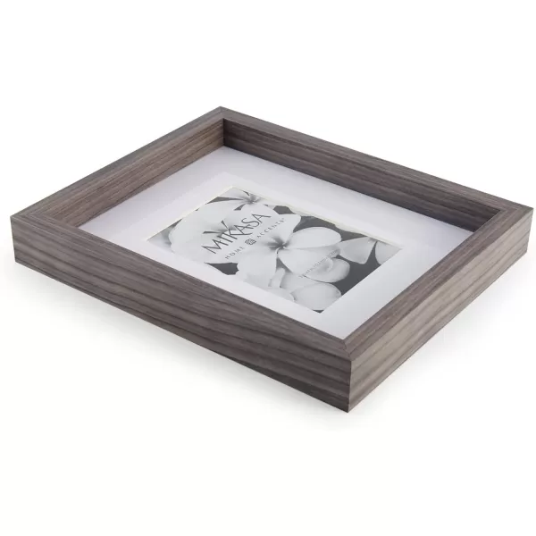 Mikasa 16x16 in. Gallery Frame 15x15 in. Photo without Mat, 5x7 in. Photo with Mat, 2 mm Beveled Mat, Vertical or Horizontal Display, Gray