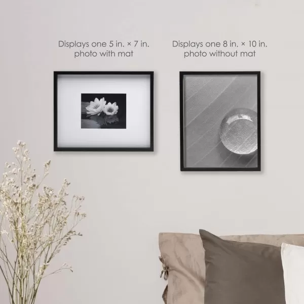 Mikasa 16x16 in. Gallery Frame 15x15 in. Photo without Mat, 5x7 in. Photo with Mat, 2 mm Beveled Mat, Vertical or Horizontal Display, Gray