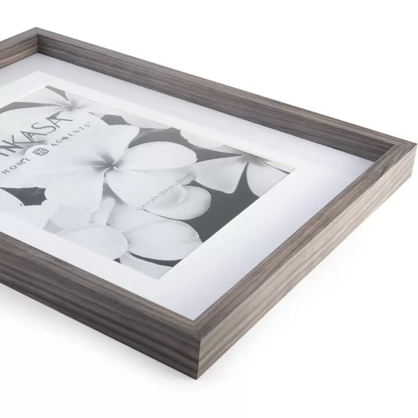 Mikasa 16x16 in. Gallery Frame 15x15 in. Photo without Mat, 5x7 in. Photo with Mat, 2 mm Beveled Mat, Vertical or Horizontal Display, Gray