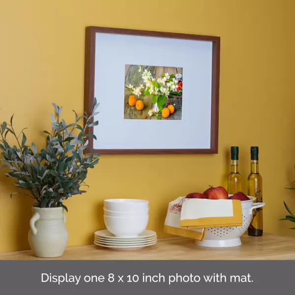 Mikasa 16x16 in. Gallery Frame 15x15 in. Photo without Mat, 5x7 in. Photo with Mat, 2 mm Beveled Mat, Vertical or Horizontal Display, Gray