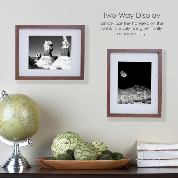 Mikasa 16x16 in. Gallery Frame 15x15 in. Photo without Mat, 5x7 in. Photo with Mat, 2 mm Beveled Mat, Vertical or Horizontal Display, Gray