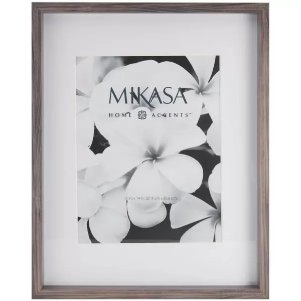 Mikasa 16x16 in. Gallery Frame 15x15 in. Photo without Mat, 5x7 in. Photo with Mat, 2 mm Beveled Mat, Vertical or Horizontal Display, Gray
