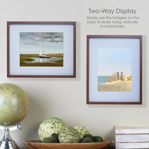 Mikasa 16x16 in. Gallery Frame 15x15 in. Photo without Mat, 5x7 in. Photo with Mat, 2 mm Beveled Mat, Vertical or Horizontal Display, Gray