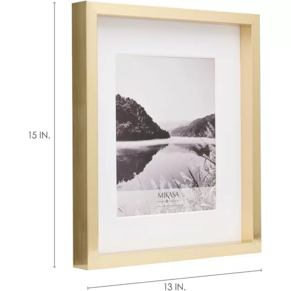 Mikasa 16x16 in. Gallery Frame 15x15 in. Photo without Mat, 5x7 in. Photo with Mat, 2 mm Beveled Mat, Vertical or Horizontal Display, Gray
