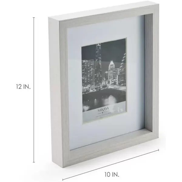 Mikasa 16x16 in. Gallery Frame 15x15 in. Photo without Mat, 5x7 in. Photo with Mat, 2 mm Beveled Mat, Vertical or Horizontal Display, Gray