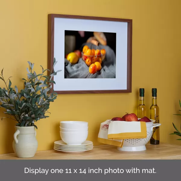 Mikasa 16x16 in. Gallery Frame 15x15 in. Photo without Mat, 5x7 in. Photo with Mat, 2 mm Beveled Mat, Vertical or Horizontal Display, Gray