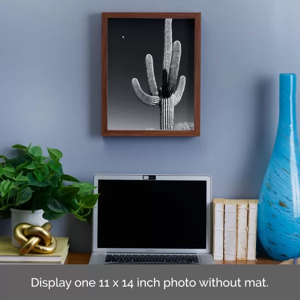 Mikasa 16x16 in. Gallery Frame 15x15 in. Photo without Mat, 5x7 in. Photo with Mat, 2 mm Beveled Mat, Vertical or Horizontal Display, Gray