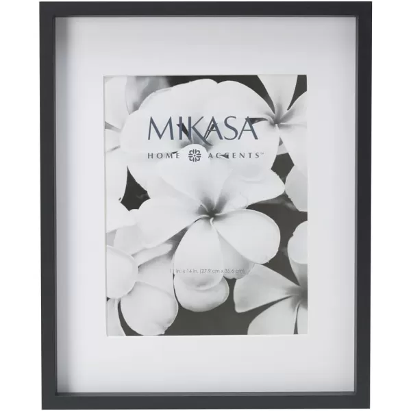 Mikasa 16x16 in. Gallery Frame 15x15 in. Photo without Mat, 5x7 in. Photo with Mat, 2 mm Beveled Mat, Vertical or Horizontal Display, Gray