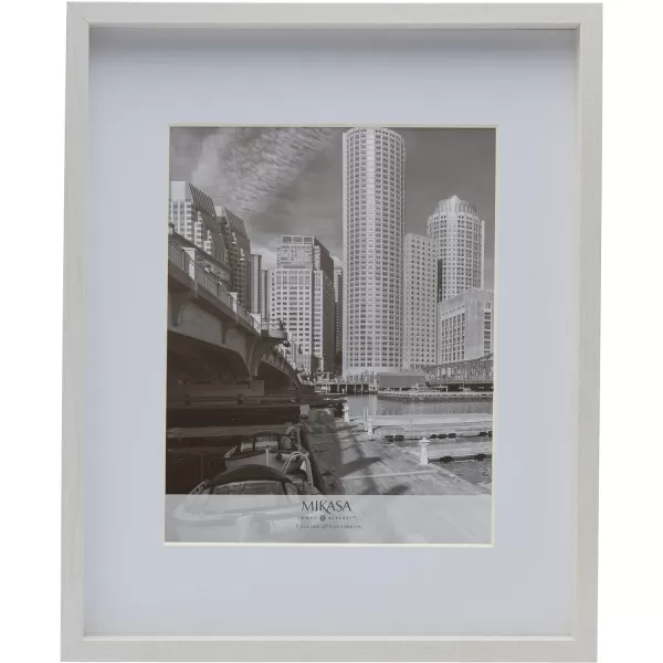 Mikasa 16x16 in. Gallery Frame 15x15 in. Photo without Mat, 5x7 in. Photo with Mat, 2 mm Beveled Mat, Vertical or Horizontal Display, Gray