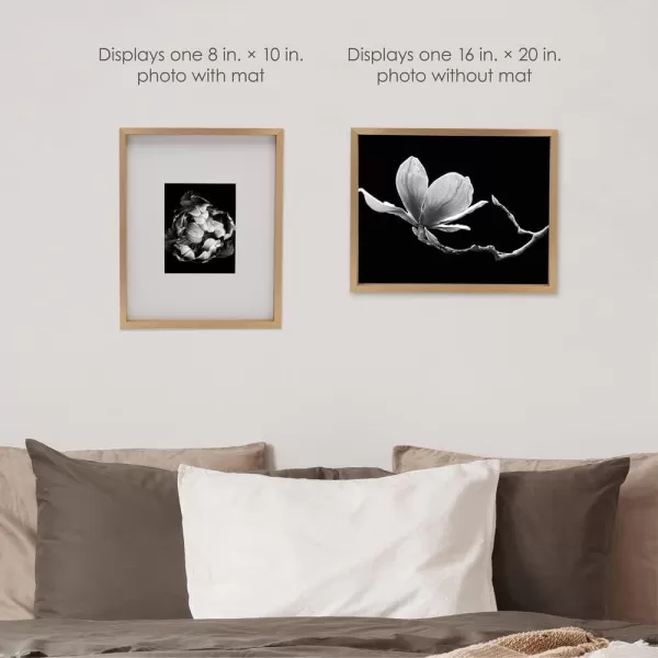 Mikasa 16x16 in. Gallery Frame 15x15 in. Photo without Mat, 5x7 in. Photo with Mat, 2 mm Beveled Mat, Vertical or Horizontal Display, Gray
