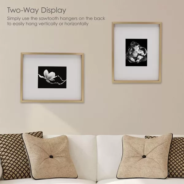 Mikasa 16x16 in. Gallery Frame 15x15 in. Photo without Mat, 5x7 in. Photo with Mat, 2 mm Beveled Mat, Vertical or Horizontal Display, Gray