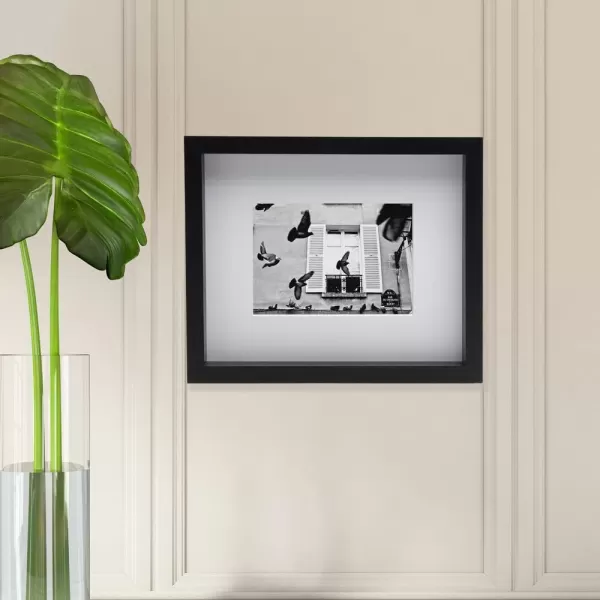 Mikasa 16x16 in. Gallery Frame 15x15 in. Photo without Mat, 5x7 in. Photo with Mat, 2 mm Beveled Mat, Vertical or Horizontal Display, Gray