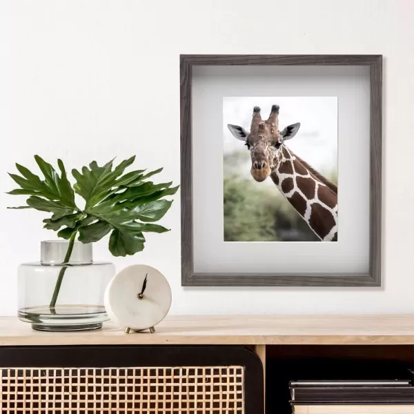 Mikasa 16x16 in. Gallery Frame 15x15 in. Photo without Mat, 5x7 in. Photo with Mat, 2 mm Beveled Mat, Vertical or Horizontal Display, Gray