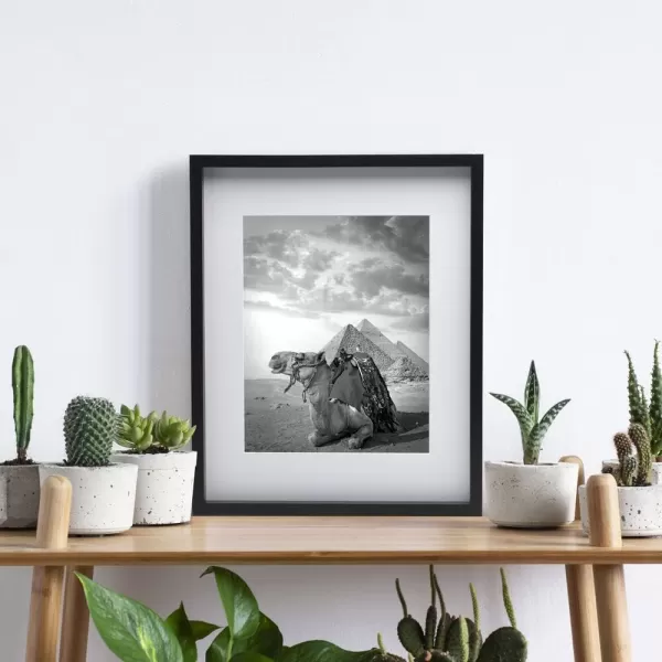 Mikasa 16x16 in. Gallery Frame 15x15 in. Photo without Mat, 5x7 in. Photo with Mat, 2 mm Beveled Mat, Vertical or Horizontal Display, Gray