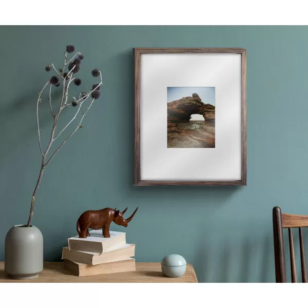 Mikasa 16x16 in. Gallery Frame 15x15 in. Photo without Mat, 5x7 in. Photo with Mat, 2 mm Beveled Mat, Vertical or Horizontal Display, Gray