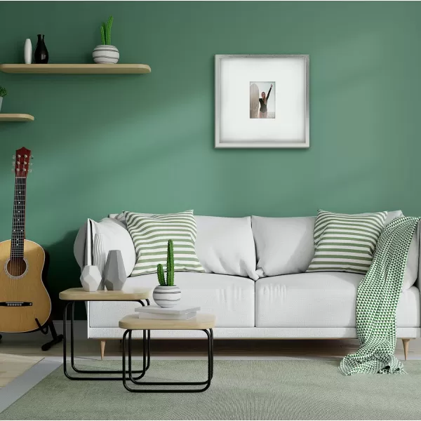 Mikasa 16x16 in. Gallery Frame 15x15 in. Photo without Mat, 5x7 in. Photo with Mat, 2 mm Beveled Mat, Vertical or Horizontal Display, Gray