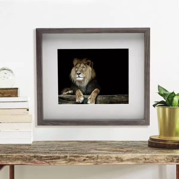 Mikasa 16x16 in. Gallery Frame 15x15 in. Photo without Mat, 5x7 in. Photo with Mat, 2 mm Beveled Mat, Vertical or Horizontal Display, Gray