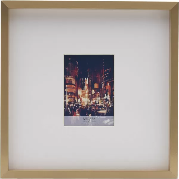 Mikasa 16x16 in. Gallery Frame 15x15 in. Photo without Mat, 5x7 in. Photo with Mat, 2 mm Beveled Mat, Vertical or Horizontal Display, Gray
