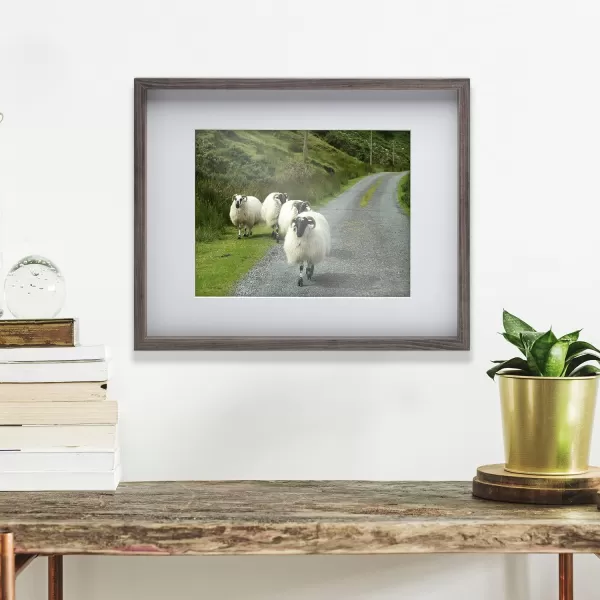 Mikasa 16x16 in. Gallery Frame 15x15 in. Photo without Mat, 5x7 in. Photo with Mat, 2 mm Beveled Mat, Vertical or Horizontal Display, Gray