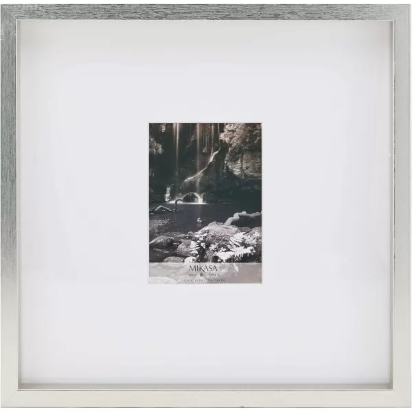 Mikasa 16x16 in. Gallery Frame 15x15 in. Photo without Mat, 5x7 in. Photo with Mat, 2 mm Beveled Mat, Vertical or Horizontal Display, Gray