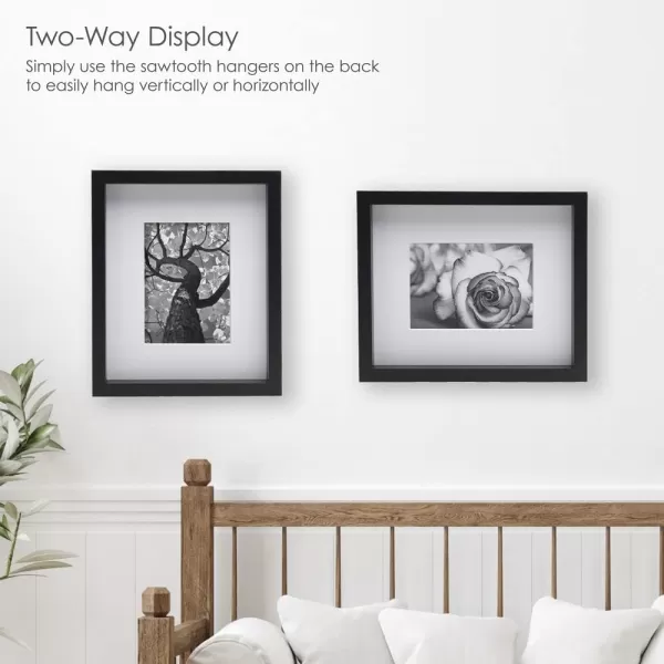 Mikasa 16x16 in. Gallery Frame 15x15 in. Photo without Mat, 5x7 in. Photo with Mat, 2 mm Beveled Mat, Vertical or Horizontal Display, Gray