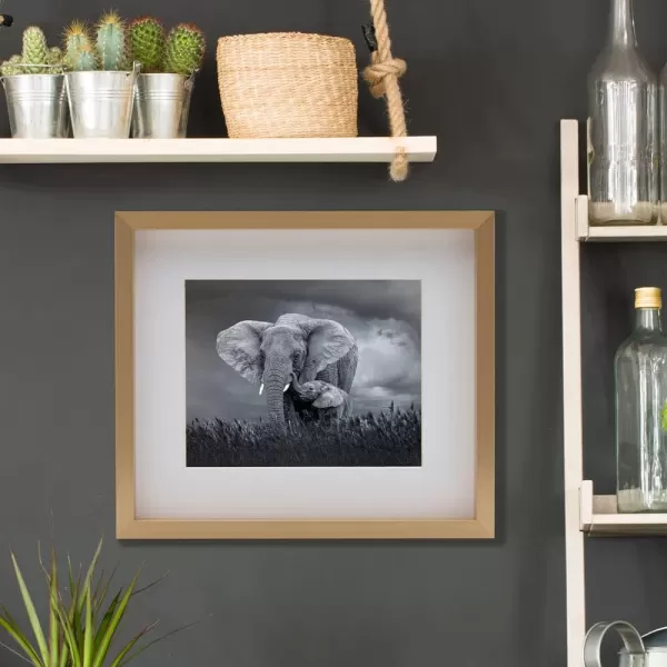 Mikasa 16x16 in. Gallery Frame 15x15 in. Photo without Mat, 5x7 in. Photo with Mat, 2 mm Beveled Mat, Vertical or Horizontal Display, Gray