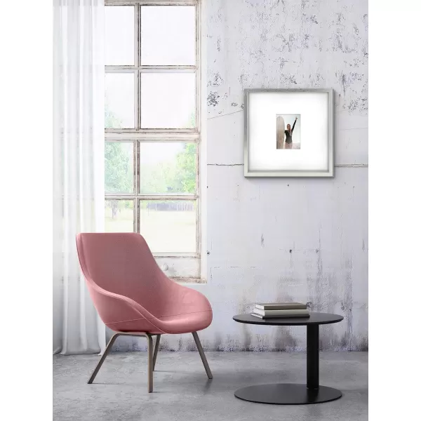 Mikasa 16x16 in. Gallery Frame 15x15 in. Photo without Mat, 5x7 in. Photo with Mat, 2 mm Beveled Mat, Vertical or Horizontal Display, Gray