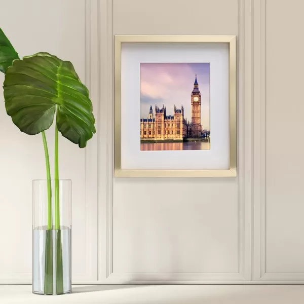 Mikasa 16x16 in. Gallery Frame 15x15 in. Photo without Mat, 5x7 in. Photo with Mat, 2 mm Beveled Mat, Vertical or Horizontal Display, Gray