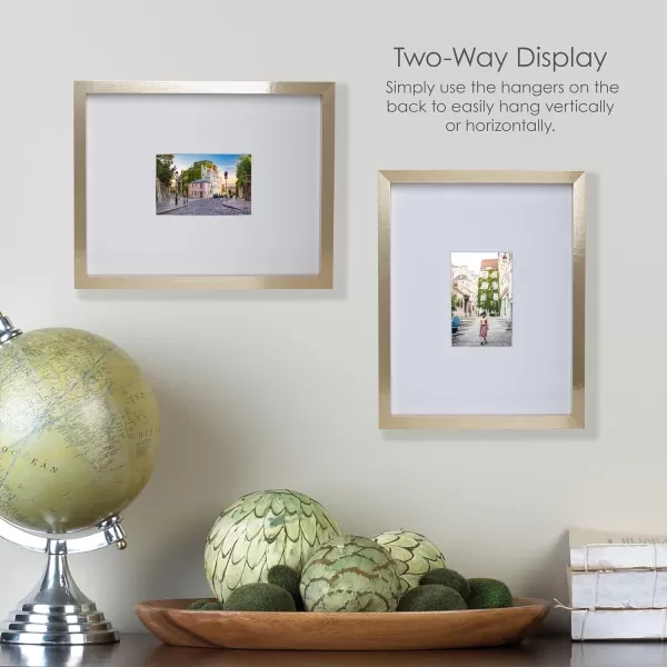 Mikasa 16x16 in. Gallery Frame 15x15 in. Photo without Mat, 5x7 in. Photo with Mat, 2 mm Beveled Mat, Vertical or Horizontal Display, Gray