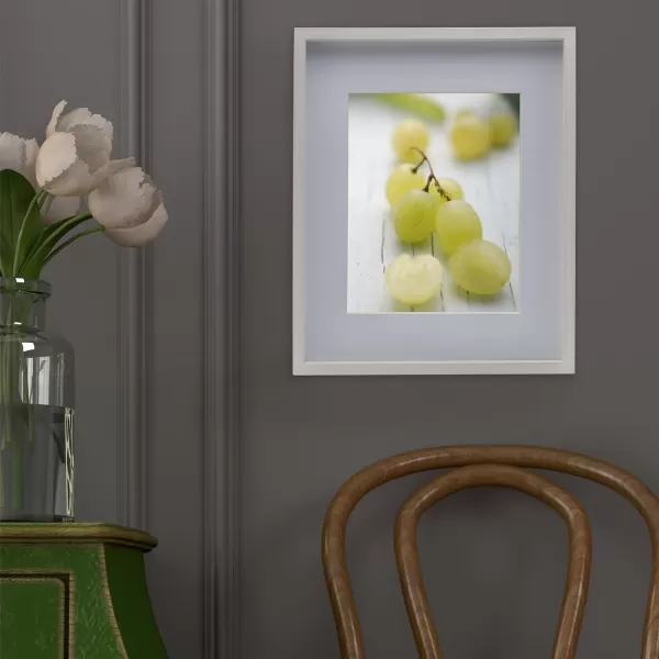 Mikasa 16x16 in. Gallery Frame 15x15 in. Photo without Mat, 5x7 in. Photo with Mat, 2 mm Beveled Mat, Vertical or Horizontal Display, Gray