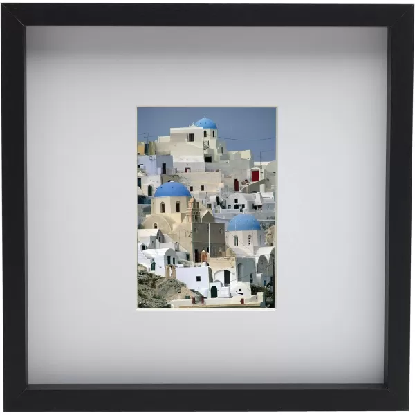 Mikasa 16x16 in. Gallery Frame 15x15 in. Photo without Mat, 5x7 in. Photo with Mat, 2 mm Beveled Mat, Vertical or Horizontal Display, Gray