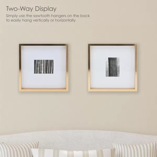 Mikasa 16x16 in. Gallery Frame 15x15 in. Photo without Mat, 5x7 in. Photo with Mat, 2 mm Beveled Mat, Vertical or Horizontal Display, Gray