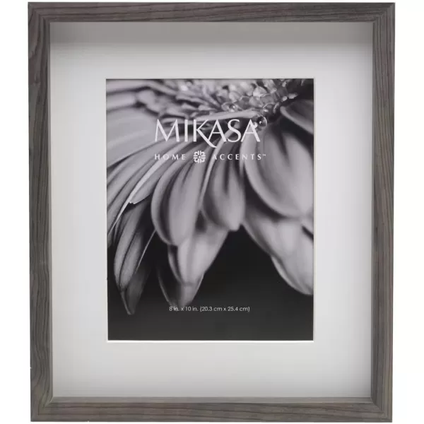 Mikasa 16x16 in. Gallery Frame 15x15 in. Photo without Mat, 5x7 in. Photo with Mat, 2 mm Beveled Mat, Vertical or Horizontal Display, Gray