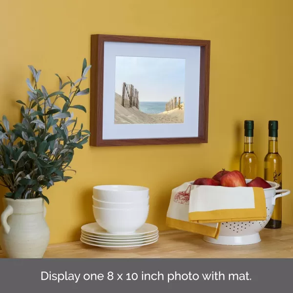 Mikasa 16x16 in. Gallery Frame 15x15 in. Photo without Mat, 5x7 in. Photo with Mat, 2 mm Beveled Mat, Vertical or Horizontal Display, Gray