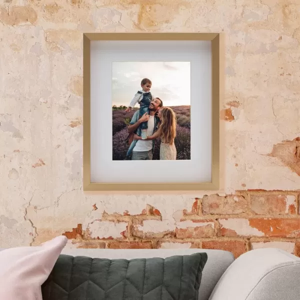Mikasa 16x16 in. Gallery Frame 15x15 in. Photo without Mat, 5x7 in. Photo with Mat, 2 mm Beveled Mat, Vertical or Horizontal Display, Gray