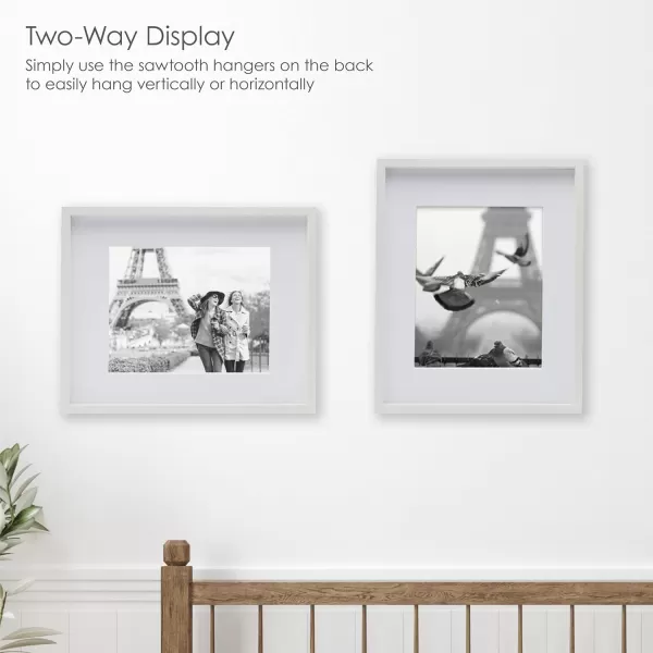 Mikasa 16x16 in. Gallery Frame 15x15 in. Photo without Mat, 5x7 in. Photo with Mat, 2 mm Beveled Mat, Vertical or Horizontal Display, Gray