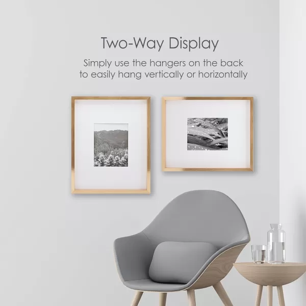 Mikasa 16x16 in. Gallery Frame 15x15 in. Photo without Mat, 5x7 in. Photo with Mat, 2 mm Beveled Mat, Vertical or Horizontal Display, Gray