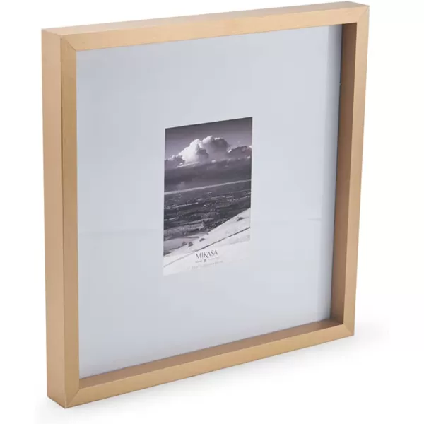 Mikasa 16x16 in. Gallery Frame 15x15 in. Photo without Mat, 5x7 in. Photo with Mat, 2 mm Beveled Mat, Vertical or Horizontal Display, Gray