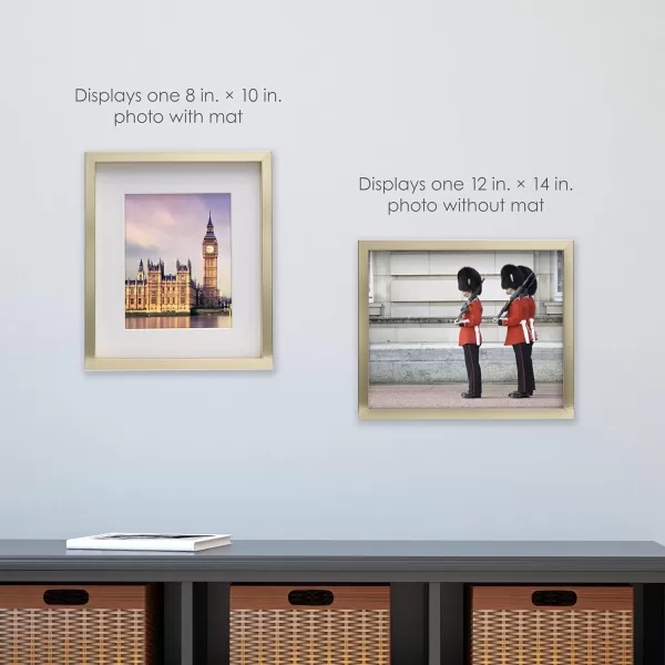 Mikasa 16x16 in. Gallery Frame 15x15 in. Photo without Mat, 5x7 in. Photo with Mat, 2 mm Beveled Mat, Vertical or Horizontal Display, Gray