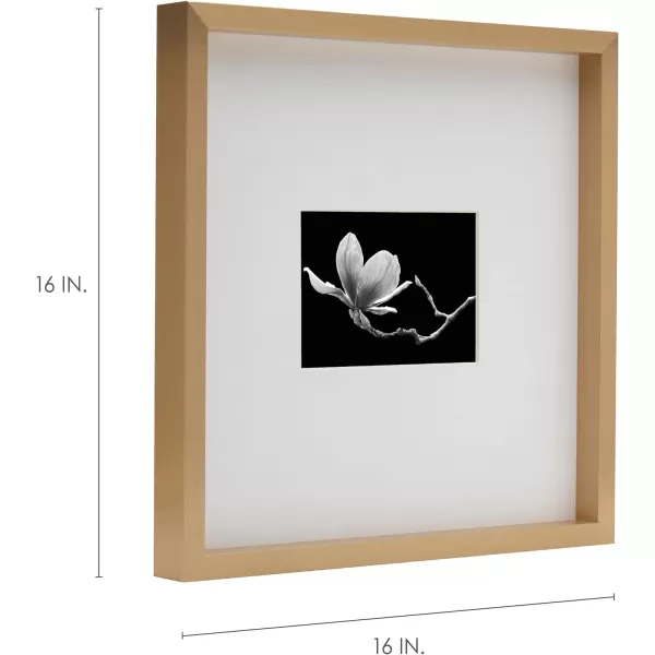 Mikasa 16x16 in. Gallery Frame 15x15 in. Photo without Mat, 5x7 in. Photo with Mat, 2 mm Beveled Mat, Vertical or Horizontal Display, Gray