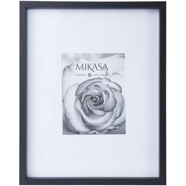 Mikasa 16x16 in. Gallery Frame 15x15 in. Photo without Mat, 5x7 in. Photo with Mat, 2 mm Beveled Mat, Vertical or Horizontal Display, Gray