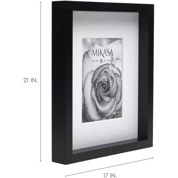 Mikasa 16x16 in. Gallery Frame 15x15 in. Photo without Mat, 5x7 in. Photo with Mat, 2 mm Beveled Mat, Vertical or Horizontal Display, Gray