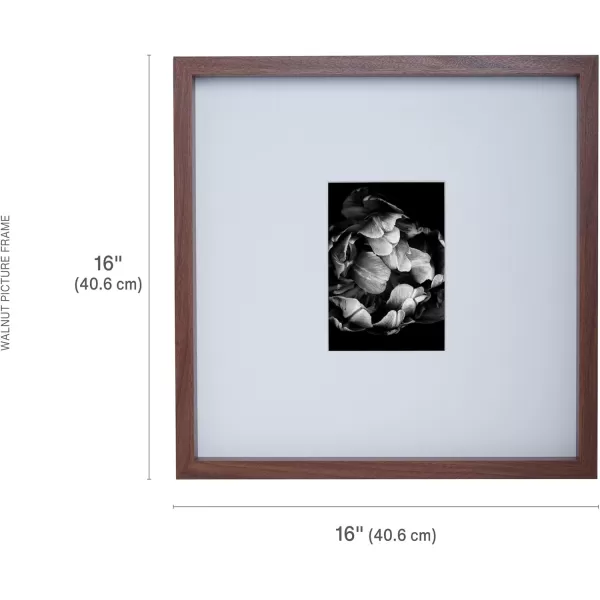 Mikasa 16x16 in. Gallery Frame 15x15 in. Photo without Mat, 5x7 in. Photo with Mat, 2 mm Beveled Mat, Vertical or Horizontal Display, Gray