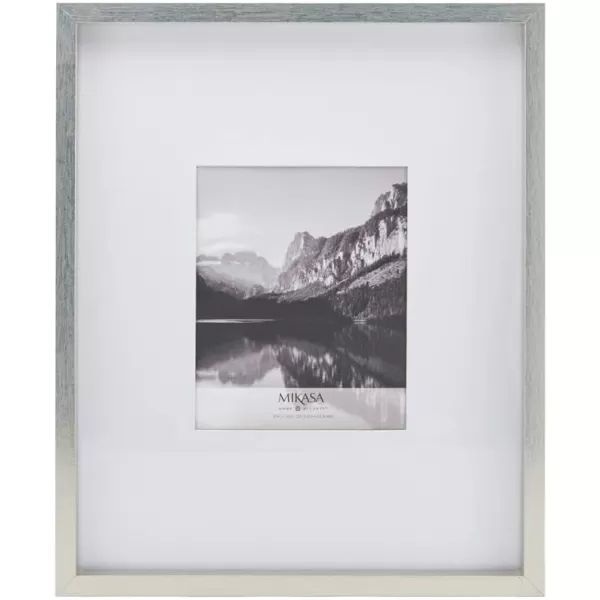 Mikasa 16x16 in. Gallery Frame 15x15 in. Photo without Mat, 5x7 in. Photo with Mat, 2 mm Beveled Mat, Vertical or Horizontal Display, Gray