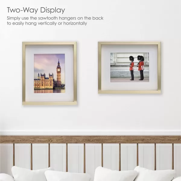 Mikasa 16x16 in. Gallery Frame 15x15 in. Photo without Mat, 5x7 in. Photo with Mat, 2 mm Beveled Mat, Vertical or Horizontal Display, Gray