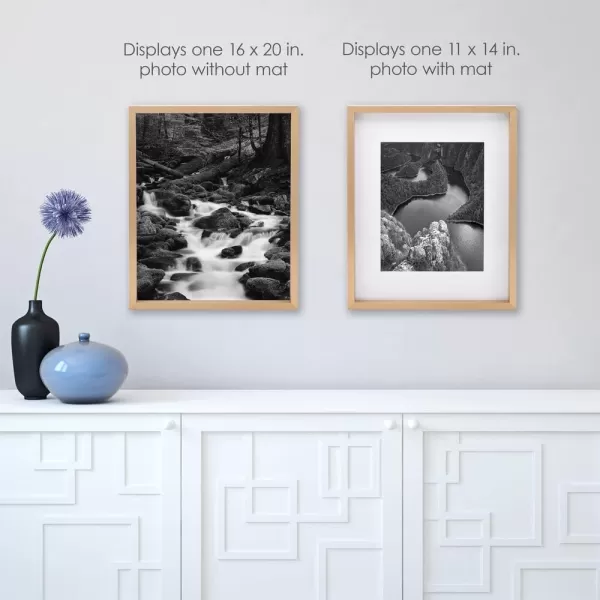 Mikasa 16x16 in. Gallery Frame 15x15 in. Photo without Mat, 5x7 in. Photo with Mat, 2 mm Beveled Mat, Vertical or Horizontal Display, Gray