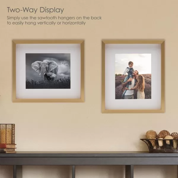 Mikasa 16x16 in. Gallery Frame 15x15 in. Photo without Mat, 5x7 in. Photo with Mat, 2 mm Beveled Mat, Vertical or Horizontal Display, Gray