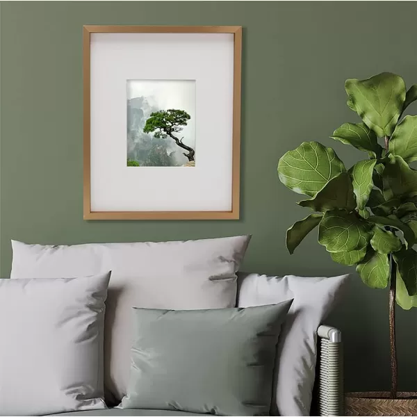Mikasa 16x16 in. Gallery Frame 15x15 in. Photo without Mat, 5x7 in. Photo with Mat, 2 mm Beveled Mat, Vertical or Horizontal Display, Gray