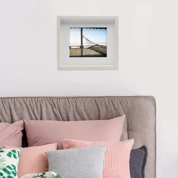 Mikasa 16x16 in. Gallery Frame 15x15 in. Photo without Mat, 5x7 in. Photo with Mat, 2 mm Beveled Mat, Vertical or Horizontal Display, Gray