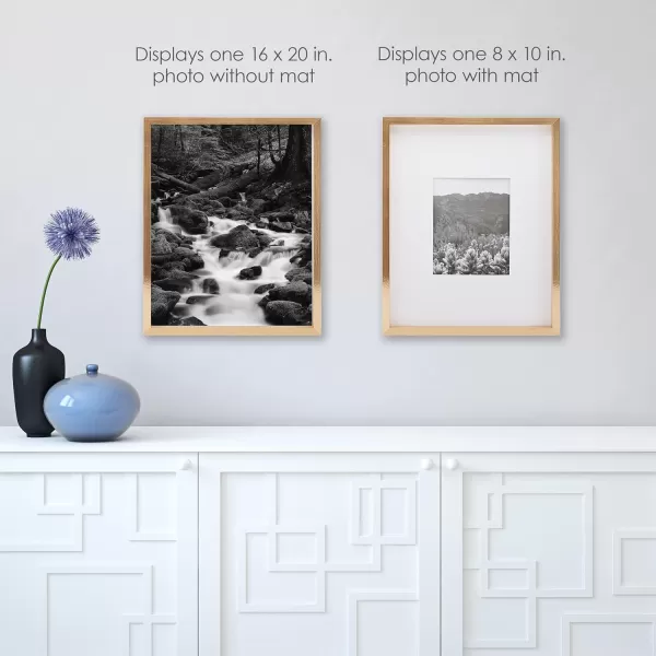 Mikasa 16x16 in. Gallery Frame 15x15 in. Photo without Mat, 5x7 in. Photo with Mat, 2 mm Beveled Mat, Vertical or Horizontal Display, Gray